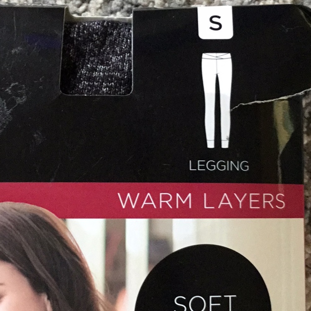 Cuddl Duds Warm Layers Soft Knit Leggings Marled Dark Grey Small - Picture 4 of 6
